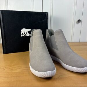 Sorel Out N About Chrome Grey & White Slip-On Wedge Shoes 9.5 M